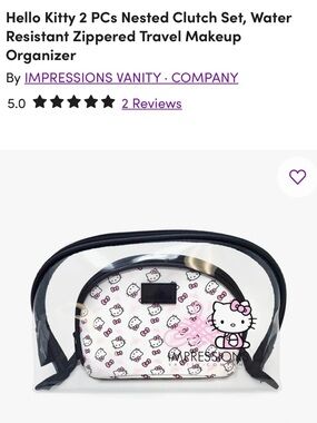 Impressions Hello Kitty Pink & White Nested Makeup Clutch Set